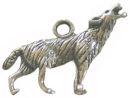 Howling Wolf Charm Small in Antique Silver Pewter Animal Charm