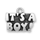 It's a Boy Baby Charm Antique Silver Pewter