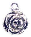 Rose Charm Antique Silver Pewter Medium Flower Charm