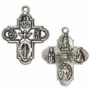 Miraculous Medal Cross Charm Pendant with Double Sided in Antique Silver Pewter