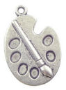 Palette with Brush Art Charm Pendant in Antique Silver Pewter