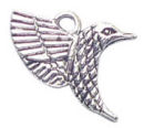 Hummingbird Bird Charm Pendant in Antique Silver Pewter