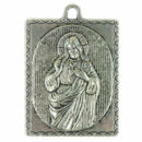 Rectangle Large Jesus Charm in Antique Silver Pewter