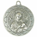 Round Large Religious Charm with Mother Mary and Baby Jesus in Antique Silver Pewter