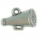 Cheer Charm Pendant Antique Silver Pewter Small Megaphone Charm