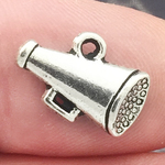 Cheer Charm Pendant Antique Silver Pewter Small Megaphone Charm