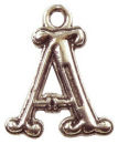 Initial Charm Antique Silver Pewter A Letter Charm