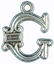 Initial Charm Antique Silver Pewter G Letter Charm