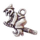 Witch Charm in Antique Silver Pewter Halloween Charms