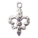 Hammered Fleur De Lis Charm Small in Antique Silver Pewter