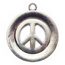 Peace Charm in Antique Silver Pewter Large Sized