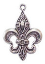 Ornate Fleur De Lis Charm in Antique Silver Pewter