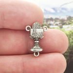 Eucharist with Chalice Christian Religious Charm Rosary Center in Antique Silver Pewter