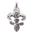 Hammered Fleur De Lis Pendant Medium in Antique Silver Pewter