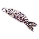 Ornate Fish Charm in Antique Silver Pewter