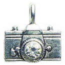 Camera Charm in Antique Silver Pewter with Rhinestone