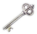 Key Charm in Antique Silver Pewter Small