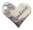 Heart Goodness Affirmation Charm in Antique Silver Pewter
