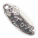 Oval Love Affirmation Charm in Antique Silver Pewter
