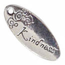 Oval Kindness Affirmation Charm in Antique Silver Pewter