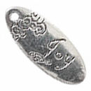 Oval Joy Affirmation Charm in Antique Silver Pewter