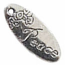Oval Peace Affirmation Charm in Antique Silver Pewter