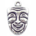 Comedy Drama Mask Charm in Antique Silver Pewter