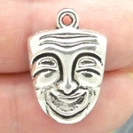 Comedy Drama Mask Charm Silver Pewter