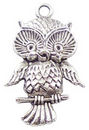 Owl Charm Medium in Antique Silver Pewter Bird Charm