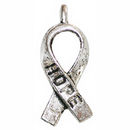 Awareness Ribbon Charm in Antique Silver Pewter with Hope