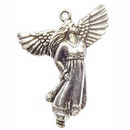 Angel Charm in Antique Silver Pewter in Flight