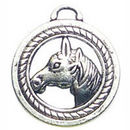 Disk with Horse Charm Antique Silver Pewter
