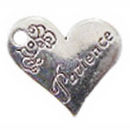 Heart Patience Affirmation Charm in Antique Silver Pewter