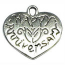 Heart Happy Anniversary Affirmation Charm in Antique Silver Pewter