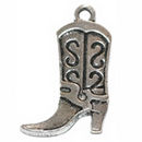 Cowboy Boot Charm in Antique Silver Pewter