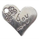 Heart Joy Affirmation Charm in Antique Silver Pewter