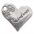 Heart Kindness Affirmation Charm in Antique Silver Pewter