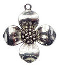 Dogwood Flower Charm Antique Silver Pewter Large Flower Charm