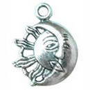 Sun and Moon Charm Pendant in Antique Silver Pewter