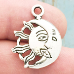 Sun and Moon Charm in Antique Silver Pewter