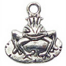 Prince Frog Charm in Antique Silver Pewter