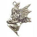 Kneeling Fairy Charm in Antique Silver Pewter