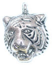 Head of Tiger Charm in Antique Silver Pewter