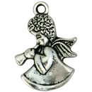 Angel Charm in Antique Silver Pewter with Horn