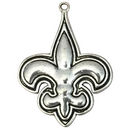Outlined Fleur De Lis Charm in Antique Silver Pewter