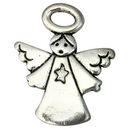 Angel Charm With Star Accent in Antique Silver Pewter