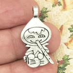 Christmas Elf Charm in Silver Pewter