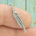 Small Silver Feather Charm Pewter