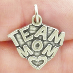 Team Mom Charm Antique Silver Pewter