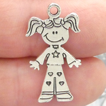 Girl Charms Bulk in Silver Pewter